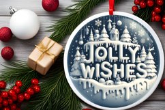 3D Winter Jolly Wishes Round Ornament Sublimation PNG Product Image 2