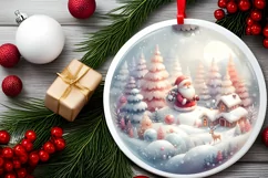 3D Winter Santa Round Ornament Sublimation PNG Product Image 2