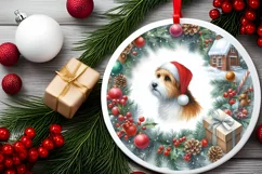 Round Dog Christmass Sublimation PNG Product Image 2