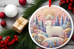 Round Christmas Ornament Sublimation|Clipart Product Image 2
