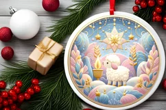 Round Christmas Ornament Sublimation|Clipart Product Image 2