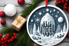 Round Christmass Ornament Sublimation|Clipart Product Image 2