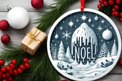 3D Winter Noel Round Ornament Sublimation PNG Product Image 2