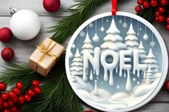 3D Winter Noel Round Ornament Sublimation PNG Product Image 2