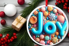JOY Round Ornament Sublimation PNG Product Image 2