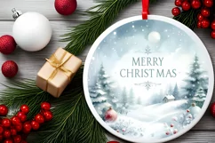 Pastel Watercolor Round Christmas Image with Merry Product Image 2