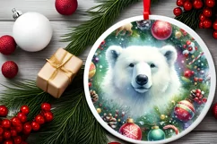 Polar Bear Christmas Ornament Sublimation PNG Product Image 2