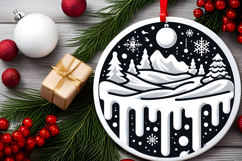 Round Christmass Ornament Sublimation|Clipart Product Image 2