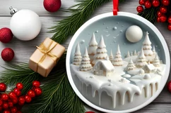3D Martzipan Winter Scene Sublimation PNG Product Image 2