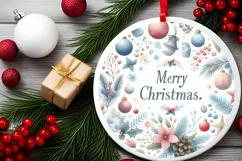 Merry Christmas Type Treatment Round Ornament Sublimation Product Image 2