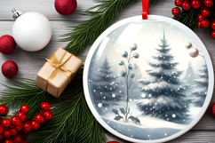 Round Christmass Ornament Sublimation|Clipart Product Image 2
