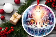 Round Christmass Ornament Sublimation|Clipart Product Image 2