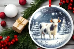 Cow Winter Scene Sublimation PNG Product Image 2