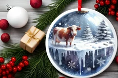 Cow Winter Scene Sublimation PNG Product Image 2