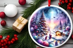 Nativity Scene Winter Round Ornament Sublimation PNG Product Image 2