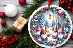 Winter Gnomes White Christmas Round Ornament Sublimation PNG Product Image 2