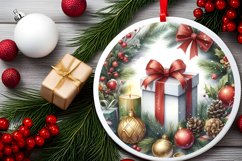 Gift White Christmas Round Ornament Sublimation PNG Product Image 2