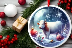 Cow Winter Scene Sublimation PNG Product Image 2