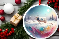 Cow Winter Scene Sublimation PNG Product Image 2