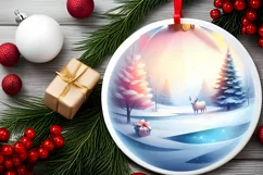Cow Winter Scene Sublimation PNG Product Image 2