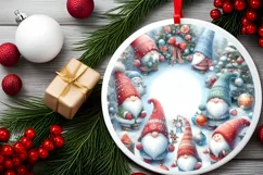 Winter Gnomes White Christmas Round Ornament Sublimation PNG Product Image 2