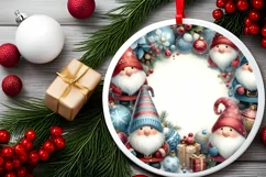 Winter Gnomes White Christmas Round Ornament Sublimation PNG Product Image 2