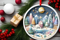 Round Christmas Ornament Sublimation|Clipart Product Image 2