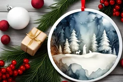 Nativity Scene Winter Round Ornament Sublimation PNG Product Image 2