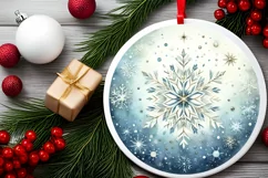 Holiday Snowflake Round Ornament Sublimation PNG Product Image 2