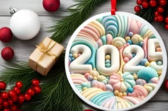 2025 Large Text Round Ornament Sublimation PNG Product Image 2
