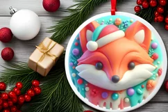 3D Martzipan Fox Round Ornament Sublimation PNG Product Image 2