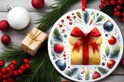Watercolor Gift Round Ornament Sublimation PNG Product Image 2