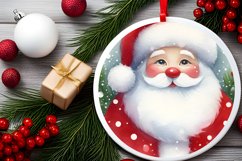 Watercolor Santa Round Christmas Image PNG Product Image 2