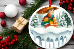 Mexican Person Winter Scene Sublimation PNG Product Image 2