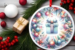 Gift White Christmas Round Ornament Sublimation PNG Product Image 2