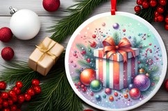 Colorful Pastel Christmas Gift Round Ornament Sublimation Product Image 2