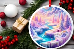 Winter Scene with Depth Round Ornament Sublimation PNG Product Image 2