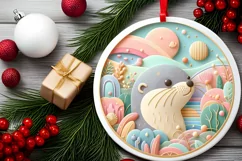 Round Christmas Ornament Sublimation|Clipart Product Image 2