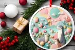 Round Christmas Ornament Sublimation|Clipart Product Image 2