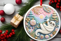 Round Christmas Ornament Sublimation|Clipart Product Image 2