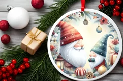 Winter Pastel Gnome Round Ornament Sublimation PNG Product Image 2