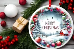 Winter Scene with Merry Christmas Sublimation PNG Product Image 2