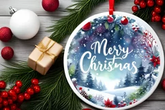 Winter Scene with Merry Christmas Sublimation PNG Product Image 2