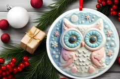 3D Christmas Owl Ornament Sublimation PNG Product Image 2