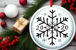 Snowflake 2025 Round Ornament Sublimation PNG Product Image 2