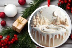 3D Winter Scene with Depth Round Ornament Sublimation PNG Product Image 2