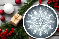 Snow Flake Winter Watercolor Christmas Ornament Sublimation Product Image 2