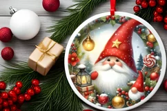 Gnome Round Christmas Clipart Sublimation PNG Product Image 2