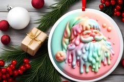3D Martzipan Santa Round Christmas Ornament Sublimation PNG Product Image 2