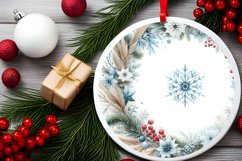 Watercolor Round Christmas Image with Snowflake Product Image 2